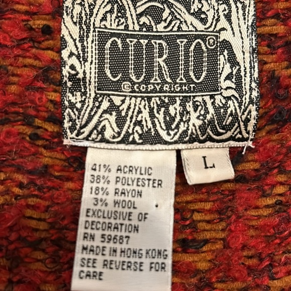 Curio Wool Blend Boho Long Cardigan SZ Large - Picture 4 of 11